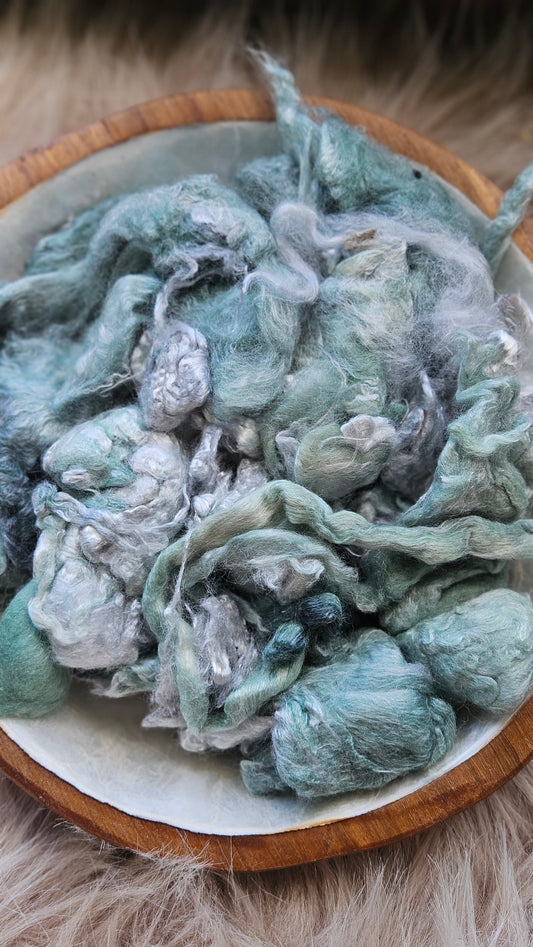 Wintergreen - hand-dyed fine wool and silky bamboo mill ends - 5 oz |  142 g