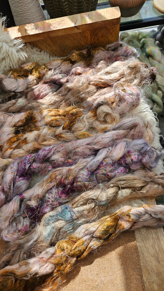 GRAIL Hand-Dyed Fine Hemp for fiber art, texture blending, and papermaking - 2 ounces | 57 grams