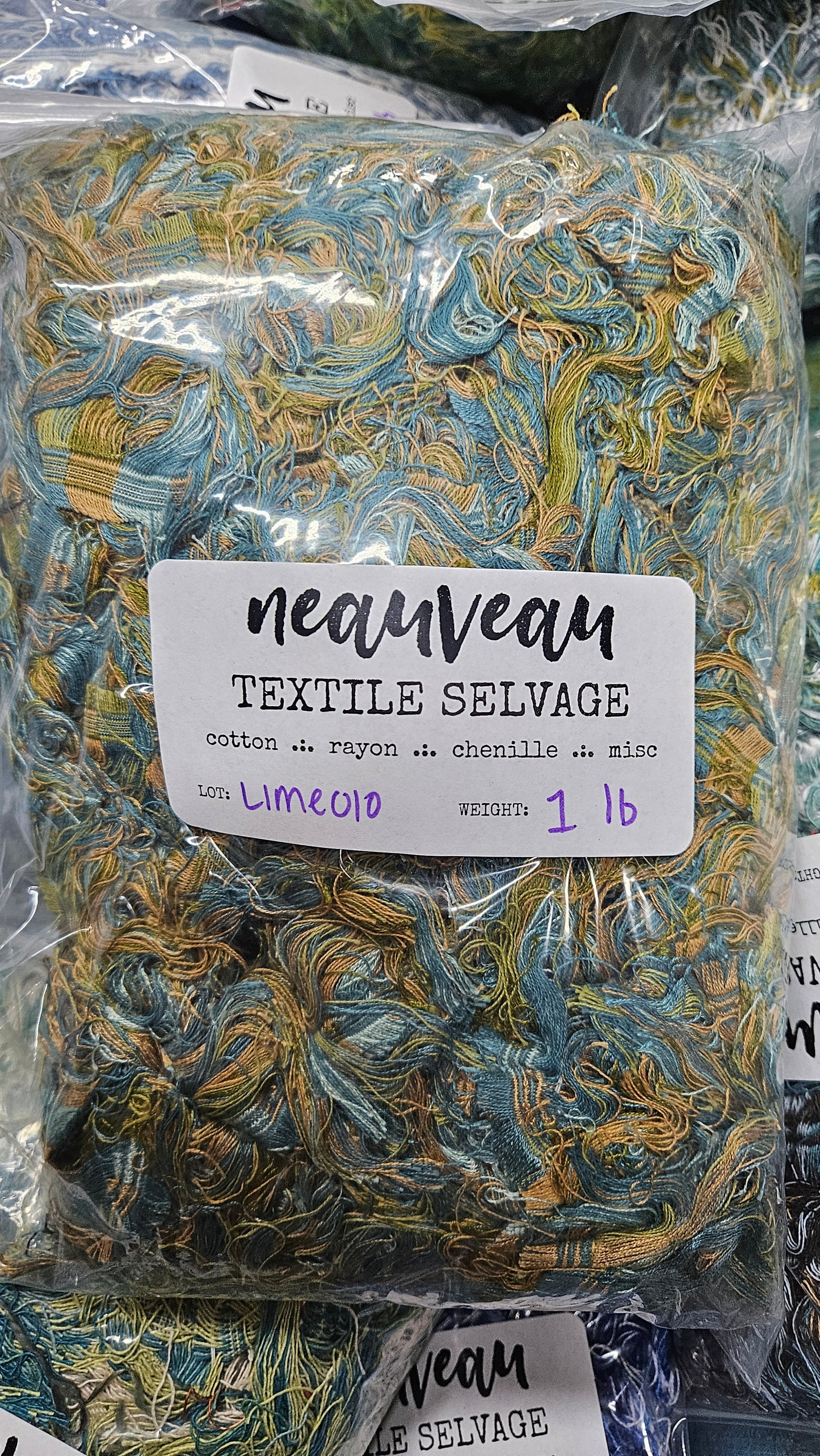 LIME TREE - textile selvedge for rug and art weaving and art yarn - LIME010 (1 lb)