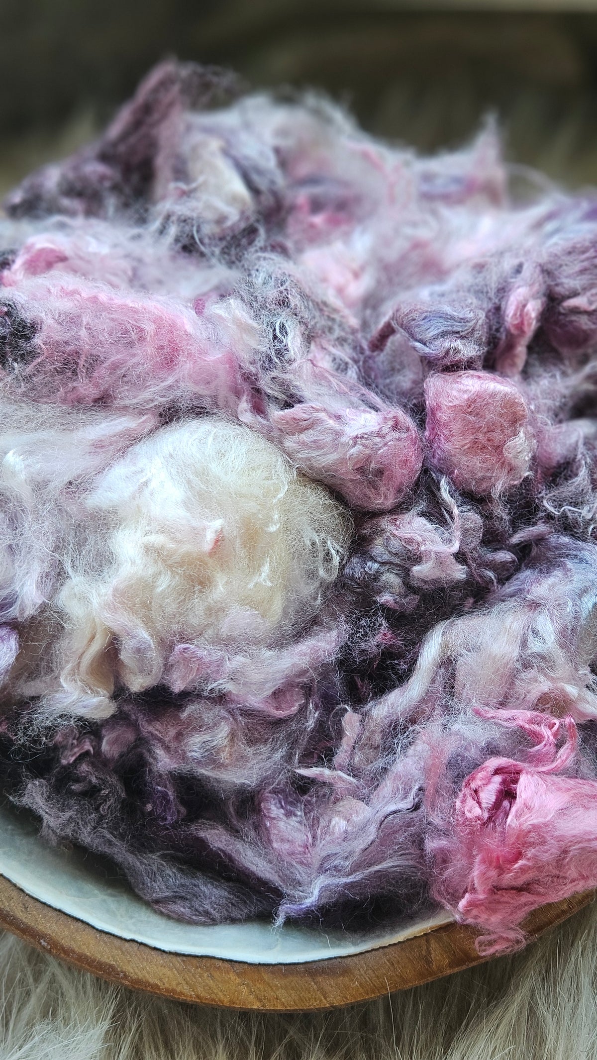 Huckleberry Pie - hand-dyed fine wool and silky bamboo mill ends - 5 oz |  142 g