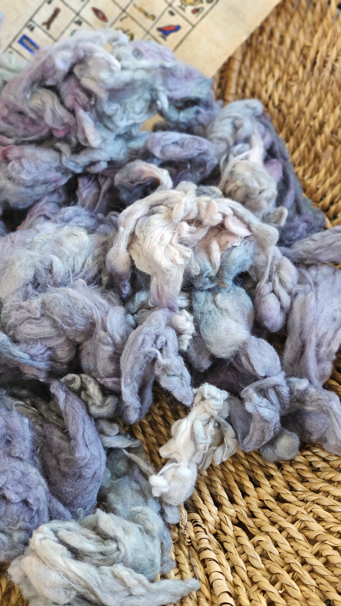 SETI Hand-Dyed Organic Extra Fine Cotton Noil for fiber art, texture blending, and papermaking - 1 ounce | 28 grams