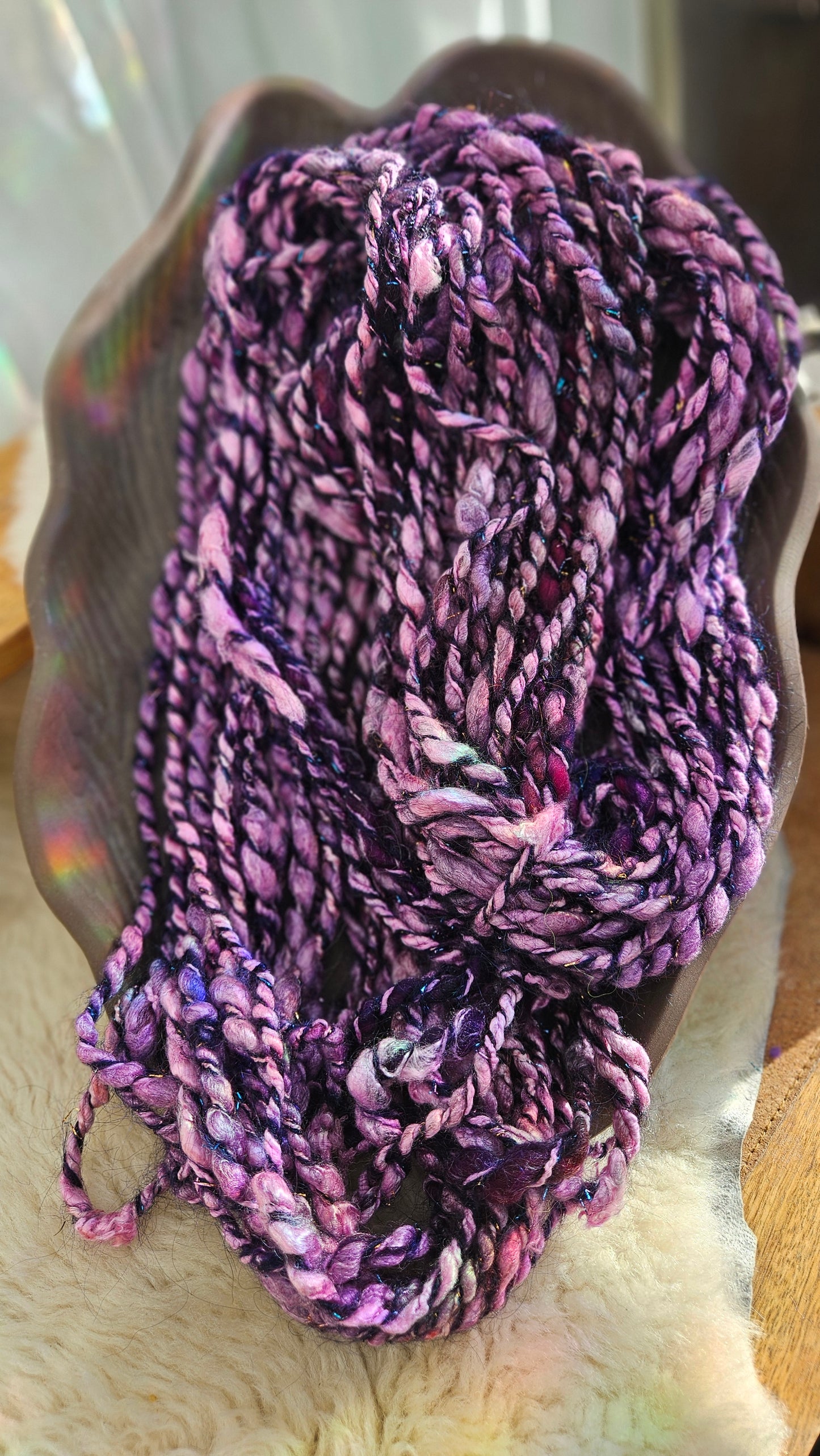 WILD VIOLET - Bulky Handspun Art Yarn XL Skein - 40 yards | 4.5 ounces | 128 grams