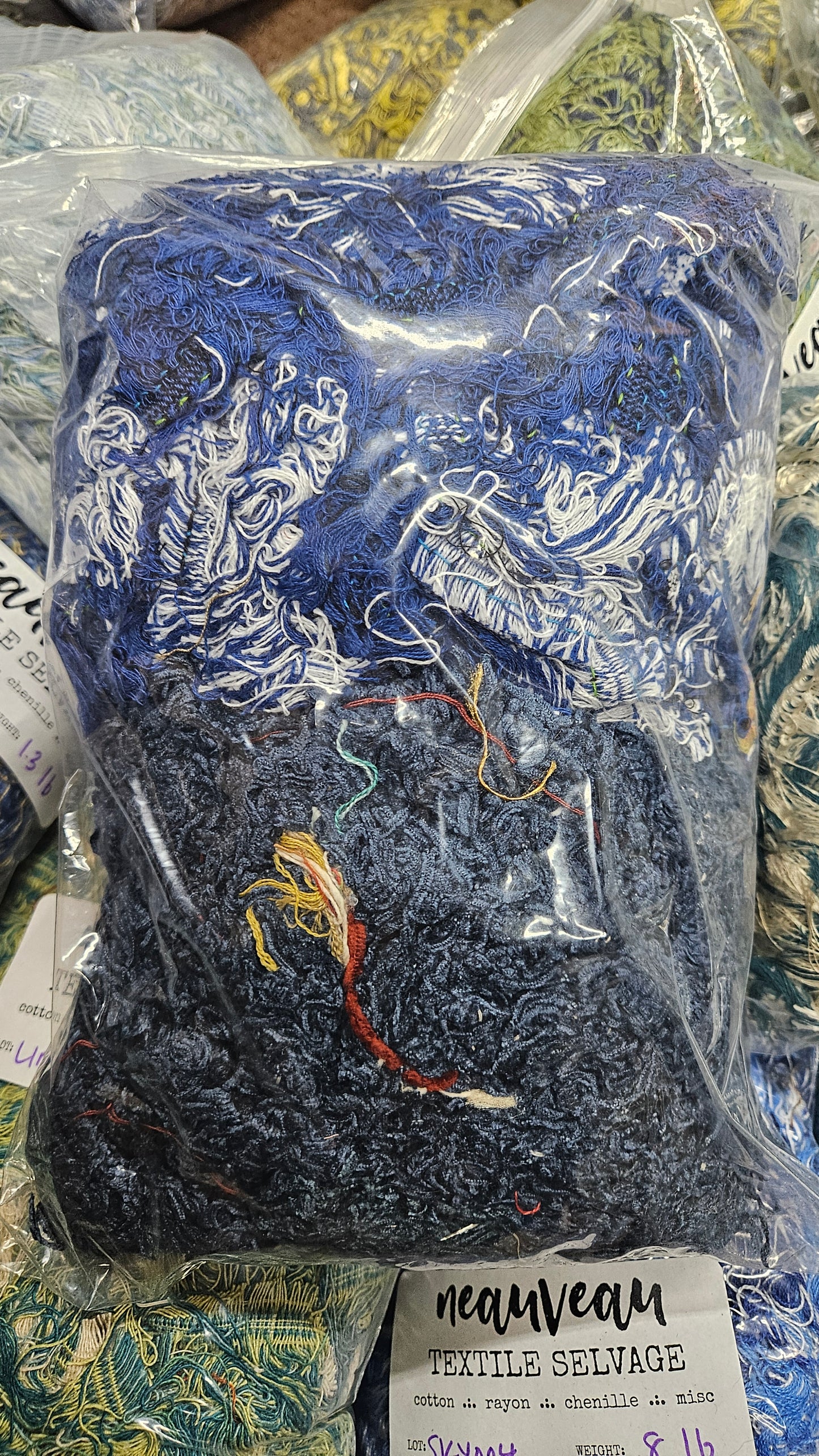 NIGHT SKY - textile selvedge for rug and art weaving and art yarn - SKY005 (1 lb)