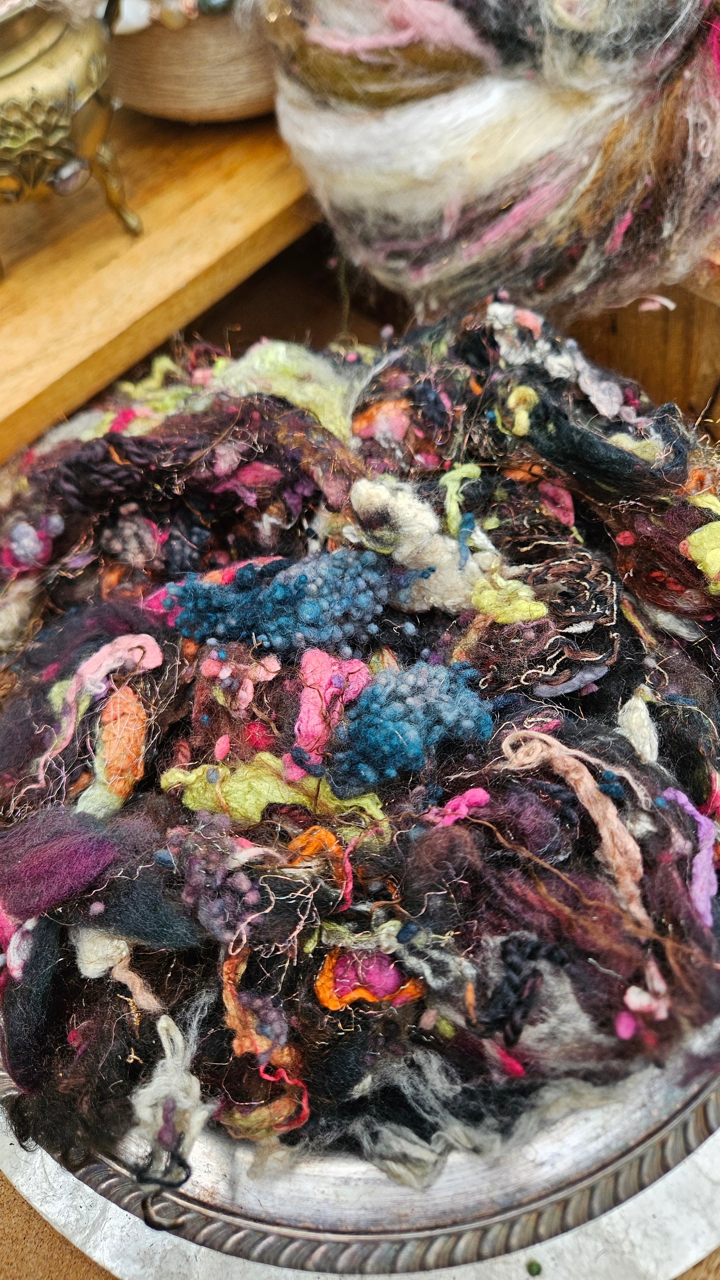 FIRST LIGHT - Hand-Dyed Alpaca Bamboo Texture Blend for art yarn embellishing, texture blending, felting, mixed media, and fiber art - 4 ounces | 114 grams
