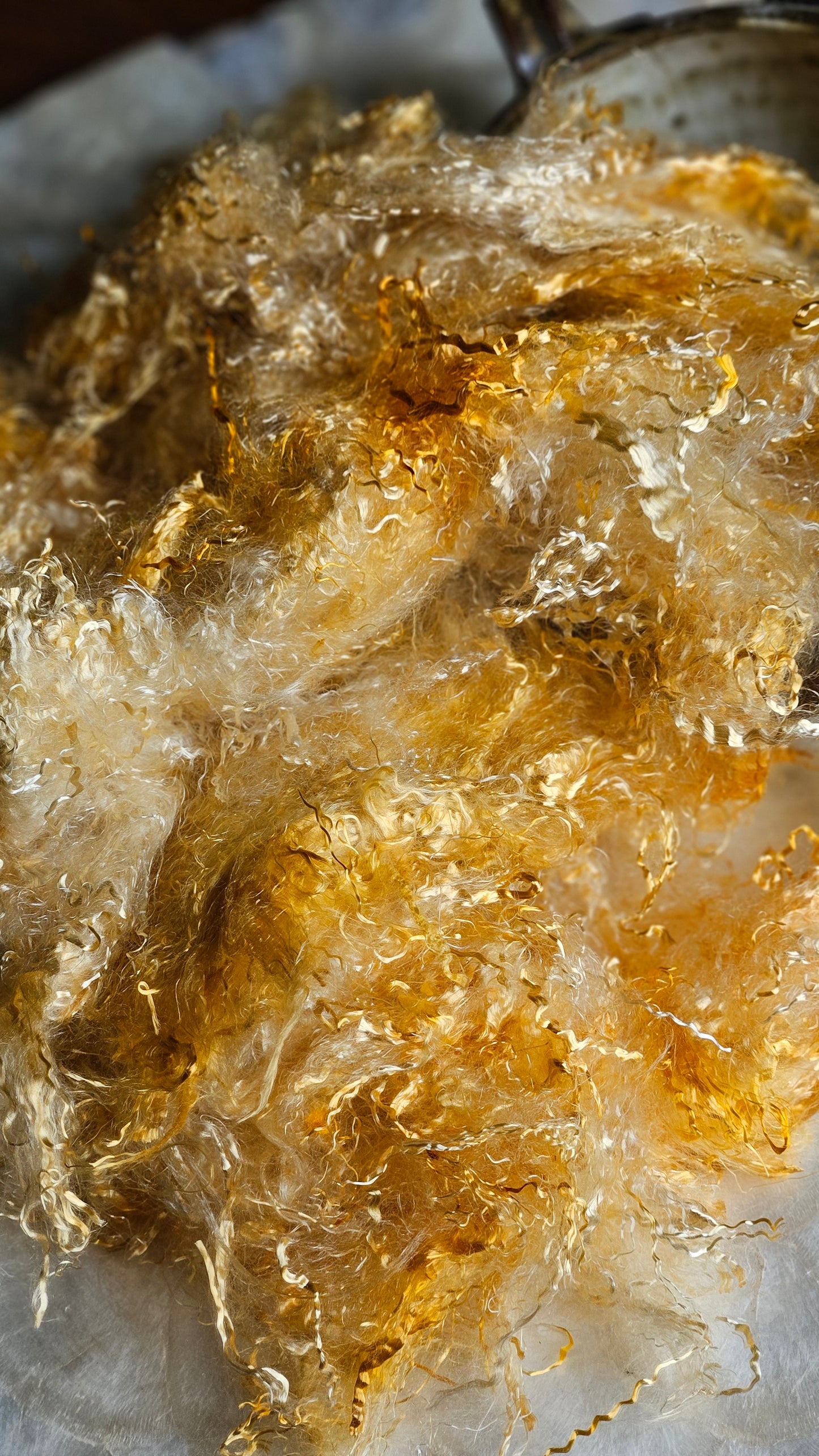 SUNSTONE - hand-dyed eucalyptus crimp faux-silk for art yarn embellishing, fiber blending, felting, and papermaking - 2 oz | 57 g